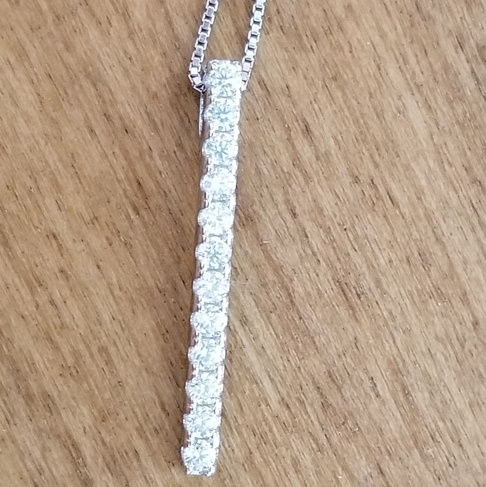 Sterling Silver CZ Bar Necklace